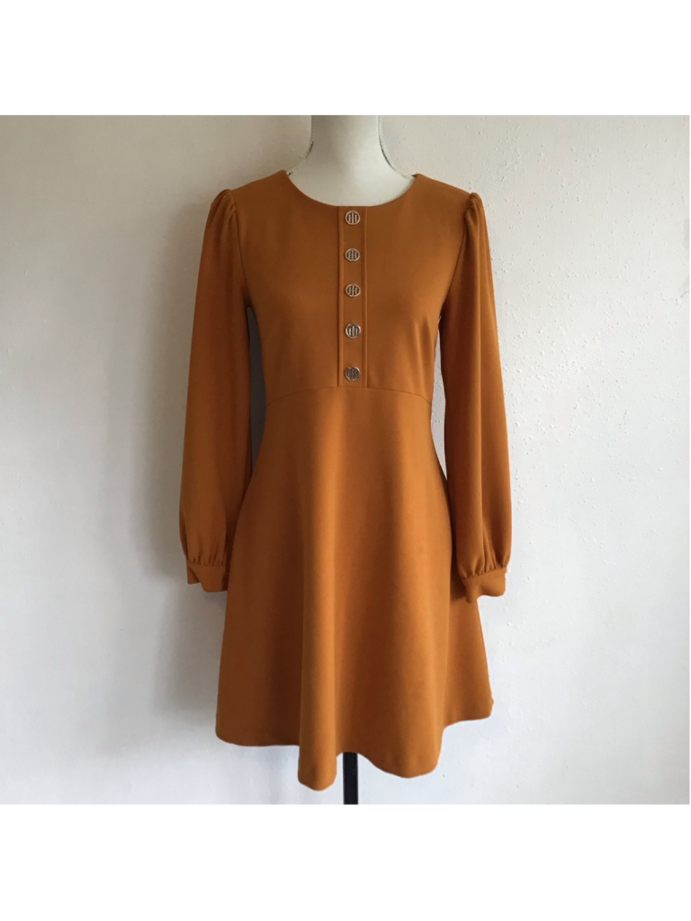 Tommy Hilfiger Women Long Sleeve Mustard Dress Size 4